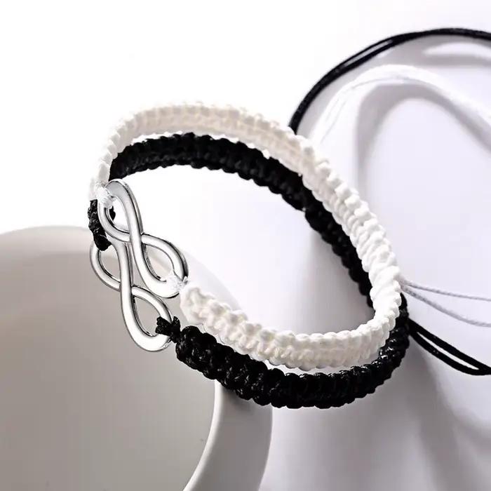 Ensemble de 2 bracelets infinis rétro faits à la main, ensemble de bracelets d'amitié, bracelets et joncs pour hommes et couples, bijoux infinis