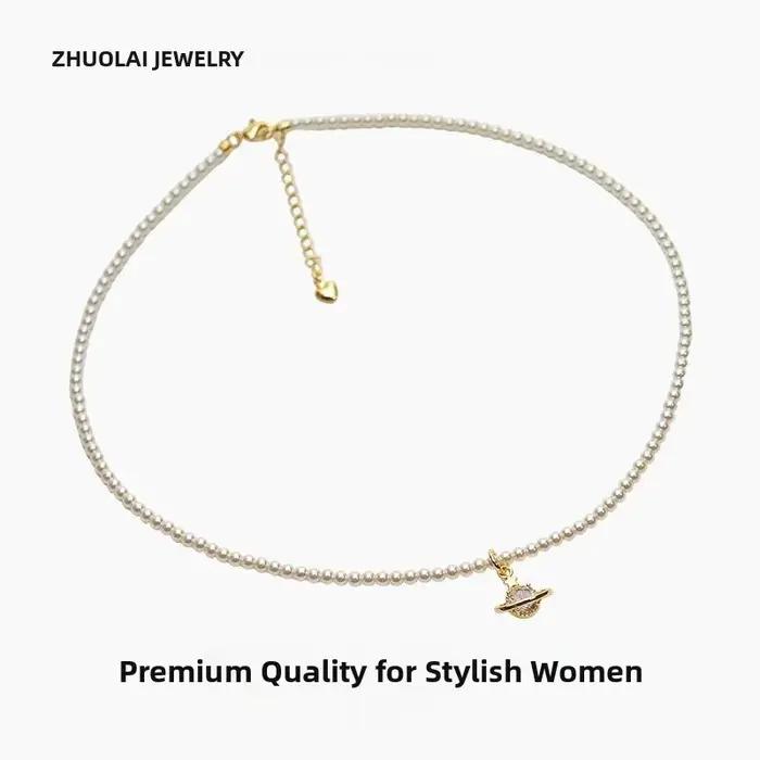Collier Pendentif Perle Femme Luxe Minimaliste Qualité Chaîne Clavicule Haut de Gamme Simple