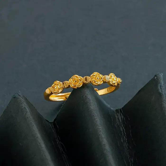 Bague romantique rétro en forme de Rose pour femmes