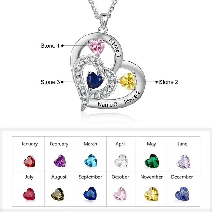 Collier personnalisé avec nom de pierre de naissance pour femmes