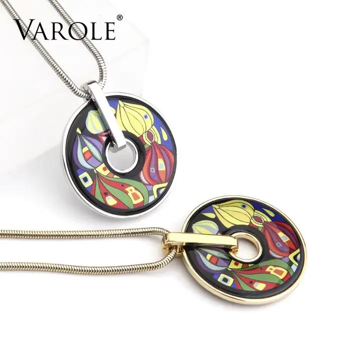 VAROLE – collier classique bohémien pour femmes, ras du cou, chaîne serpent, Style Vintage, pendentifs peints
