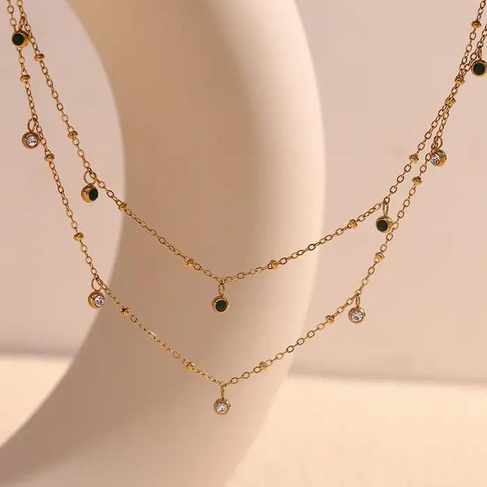 E.B.belle-Collier en acier inoxydable plaqué or 18 carats pour femme
