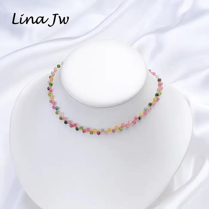 Collier en pierre naturelle Tourmaline/Fluorite/Améthyste ras du cou design de fête pour femme occasions spéciales cadeau de luxe