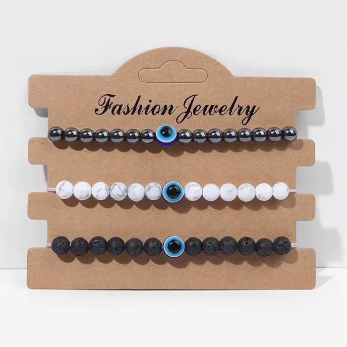 Bracelet à breloques turc Evil Eye, 6mm, hématite naturelle, agates, turquoises, perle de pierre, bracelet porte-bonheur, cadeau de bijoux de yoga