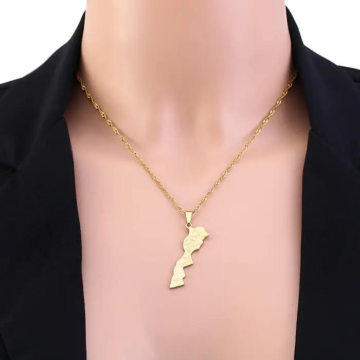 Collier pendentif carte de la ville du marocain africain