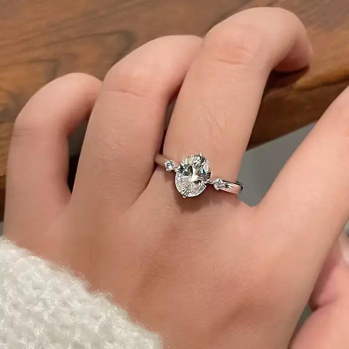 Bague de mariage ovale en Moissanite pour femmes