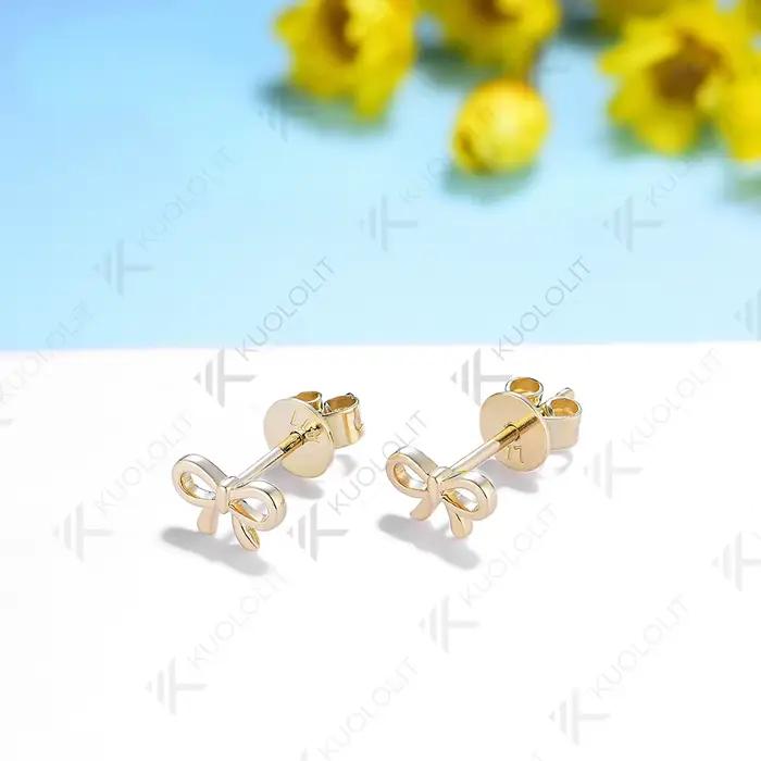 Kuololit-Boucles d'Oreilles en Or avec Nministériels d Papillon pour Femme
