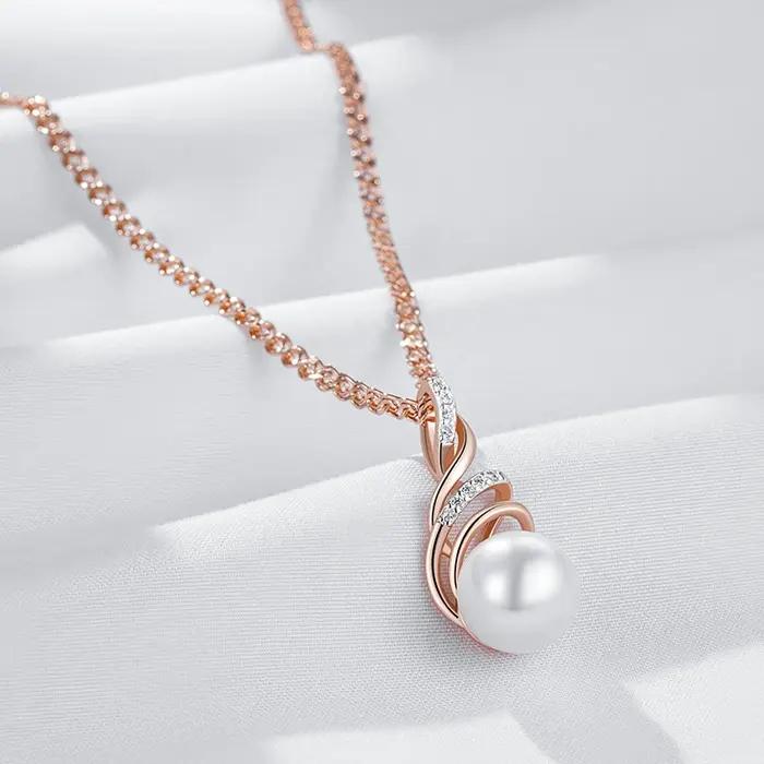 Wbmqda – pendentif et collier élégant en perles blanches pour femmes