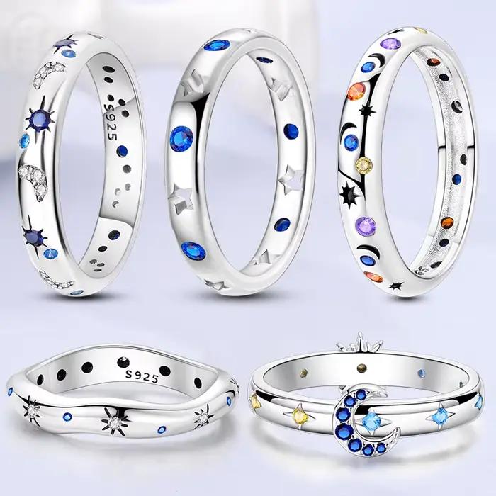 Bagues originales en Zirconium pour femmes, bijoux de fiançailles, cadeau d'anniversaire, soleil et lune