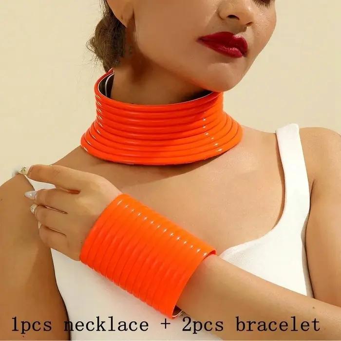 Ensemble de bijoux africains à la mode pour femmes, Vintage en cuir, couples réglables, collier ras du cou, Bracelet