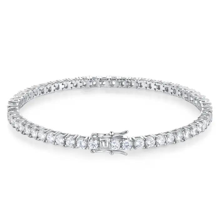 Bracelet de Tennis Moissanite D VVS1, prix d'usine, en argent Sterling 925, classiques à une rangée