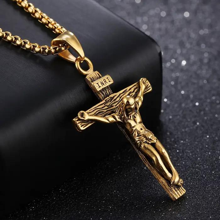 Collier croix premium pour femmes plaqué or 18 carats
