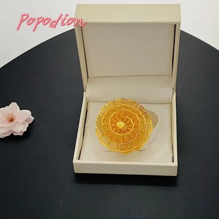 Popodion-Bague plaquée or 24 carats pour femme, Dubaï, YY10 Costumes, Nouveau