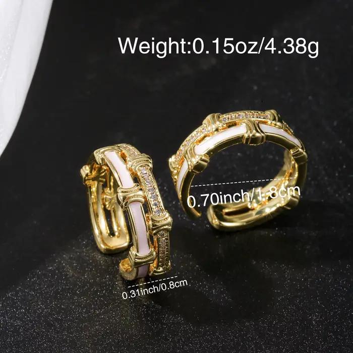 Bague ouverte ajustable dorée avec incrustation d'émail et zircon synthétique pour femmes, alliance de mariage, bijou élégant et tendance, cadeau pour occasions spéciales