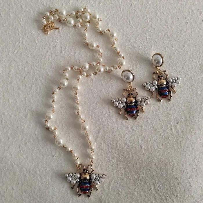 Ensemble de bijoux en cristal bleu marine pour femme