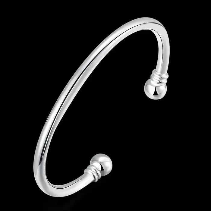 Bracelets de manchette en argent regardé 925 pour femmes, bracelets simples et élégants, bijoux de f