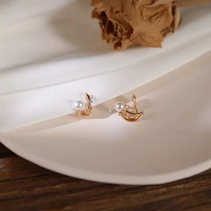 ANENJERY – boucles d'oreilles en perles de Zircon pour femmes, lignes torsadées, Vintage, Design de Niche française, bijoux simples, cadeaux, vente en gros