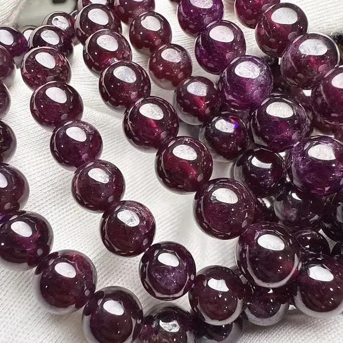 Bracelet de perles rondes en grenat violet naturel AAA