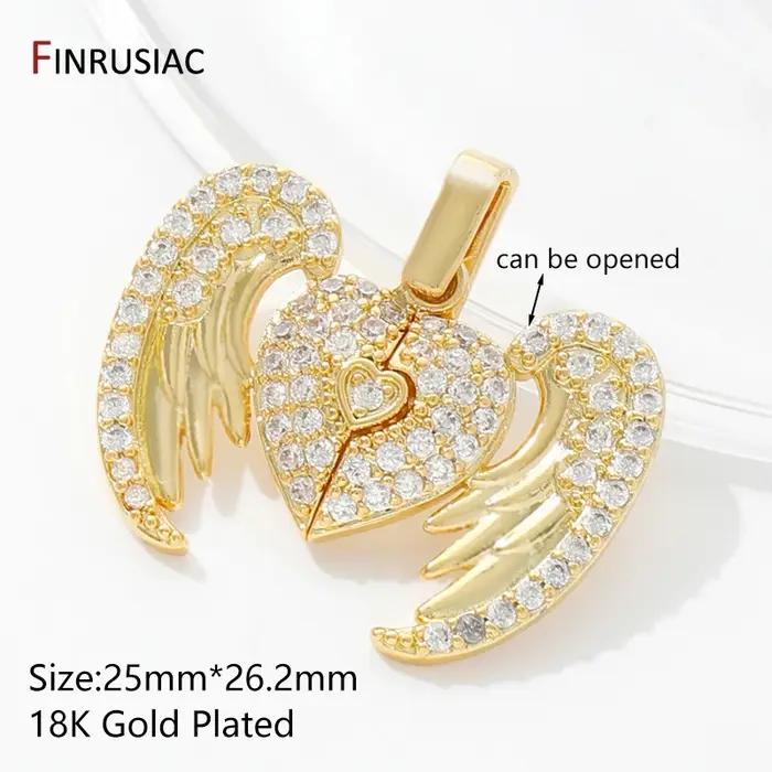 Breloque pendentif coeur en laiton plaqué or 18 carats pour la fabrication de bijoux à bricoler soi-même