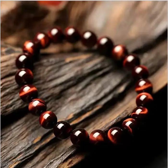 Bracelet en obsidienne pour hommes et femmes, bijoux à main personnalisés, perles œil de tigre, pierre constants ique, bracelet élastique, couple étudiant