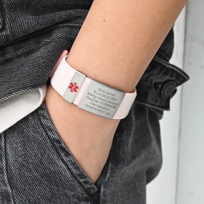Bracelets d'alerte médicale SOS personnalisés de 22mm pour hommes et femmes, bracelet d'urgence en Nylon, accessoire de montre, Bracelet d'identification de Sport Velcro