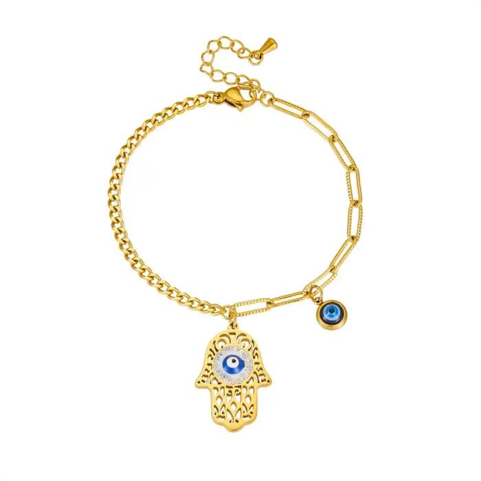Hamesh main de Fatima mauvais œil Bracelet pour femmes hommes amulette cadeau bijoux en acier inoxydable