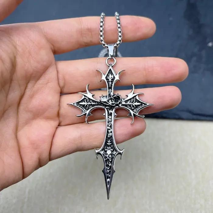 Collier gothique avec pendentif croix Double face, 1 pièce, Niche, Design de personnalité, Hip Hop,
