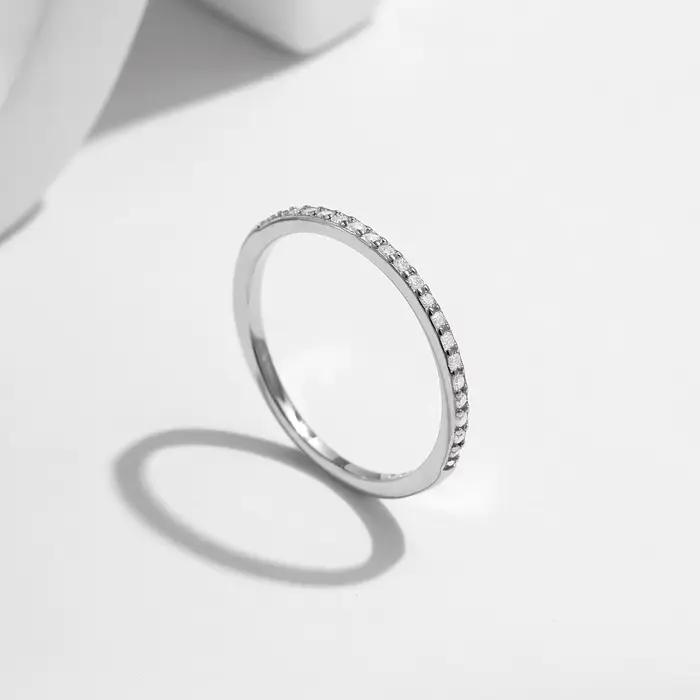 MODIAN Simple éternité Moissanite bague 925 en argent Sterling scintillant Simple mince anneaux de mariage pour les femmes bijoux fins