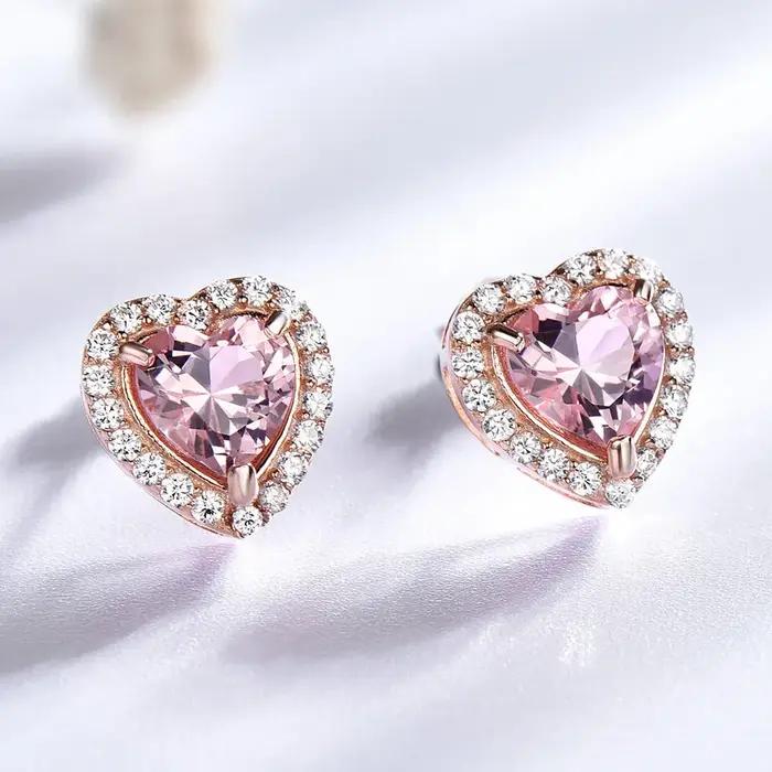 Boucles d'oreilles roses plaquées or Rose