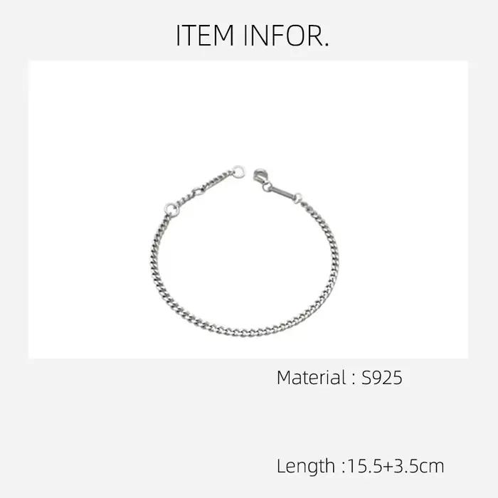 Bracelet femme en argent sterling 925 rétro minimaliste chaîne et maillons pour usage quotidien