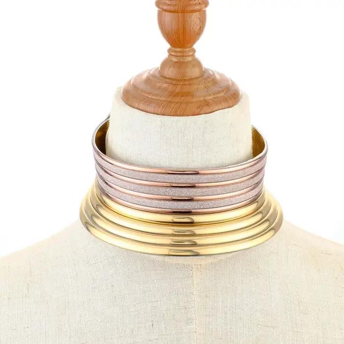 Collier ras du cou vintage en cuir doré bijou africain style moderne pour femmes soirées spéciales