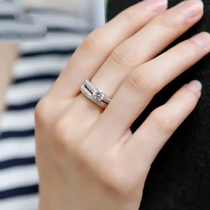 Bague de mariage en argent Sterling 925, deux en un, en Zircon AAAAA, bijoux de qualité, cadeau pour