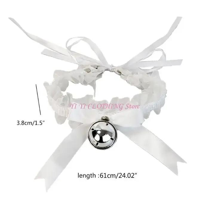 N5KF – collier en dentelle à nœud papillon avec cloche pour femmes filles