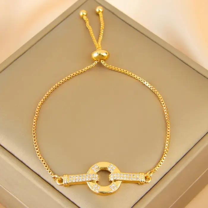 Bracelet exquis en zircone italienne plaqué or 21 carats