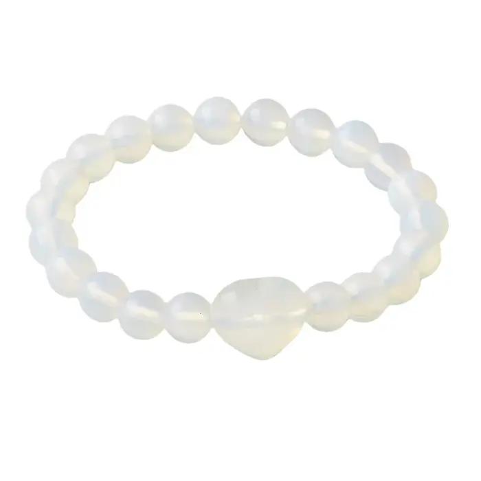 Bracelet en pierres précieuses naturelles avec pendentif cœur pour femmes, décontracté et sportif, pour occasions spéciales et quotidiennes