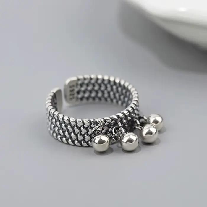 Nouveauté : Bagues pour femme en argent sterling 925 avec perles à surface lisse, bijoux de créateur
