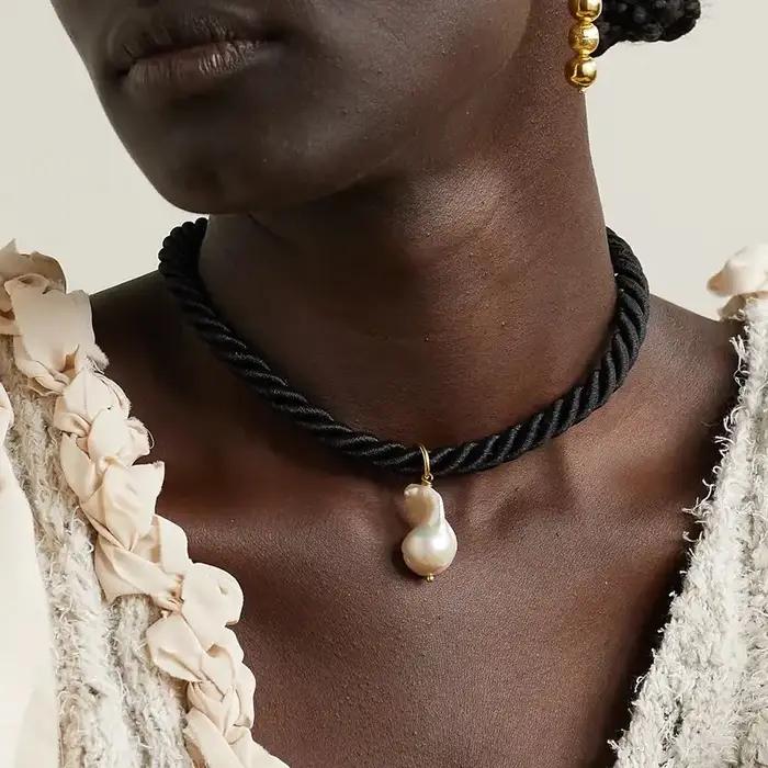 Collier pendentif en perles baroques naturelles pour hommes et femmes