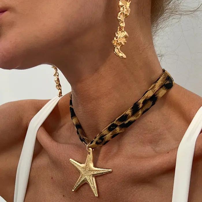 Ingemark 7 Styles ethnique multicouche velours chaîne collier femmes 2025 nouvelle mode métal conque étoile de mer coeur pendentif cou bijoux