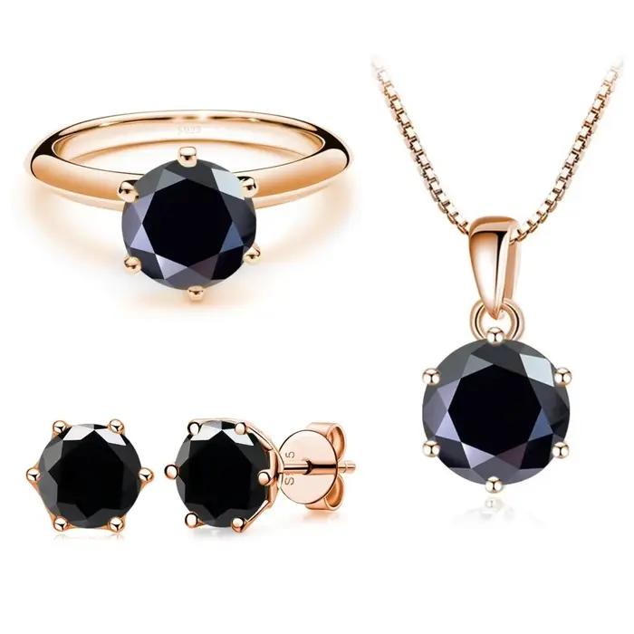 Ensemble de bijoux Moissanite pour charme dame plaqué or Rose avec total 4 carats argent mossanite 925