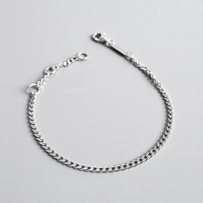 Bracelet femme en argent sterling 925 rétro minimaliste chaîne et maillons pour usage quotidien