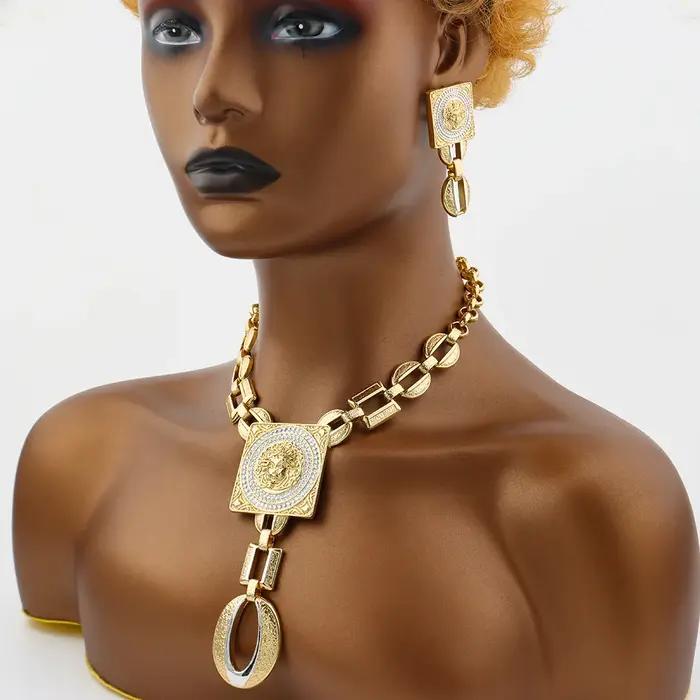 YM – ensemble de bijoux africains pour femmes couleur or 18K accessoires boucles d'oreilles collier Bracelet bague