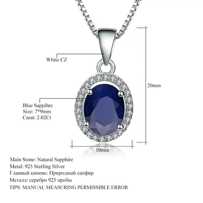 Gem's Ballet – collier avec pendentif en argent 585 pour femmes, bijoux en saphir bleu naturel, or 925, 14K, 10K, 18K