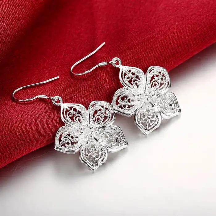 Boucles d'oreilles en argent Sterling 925 pour femmes, bijoux de haute qualité, mode rétro fleurs, cadeaux de luxe
