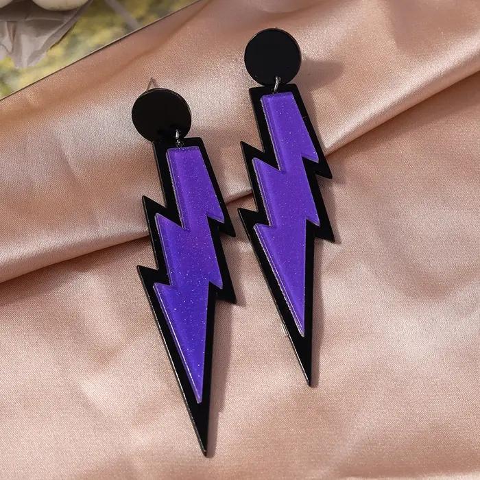 Aihua 22 couleurs coloré foudre pendentif boucles d'oreilles pour les femmes à la mode cerceau tonnerre