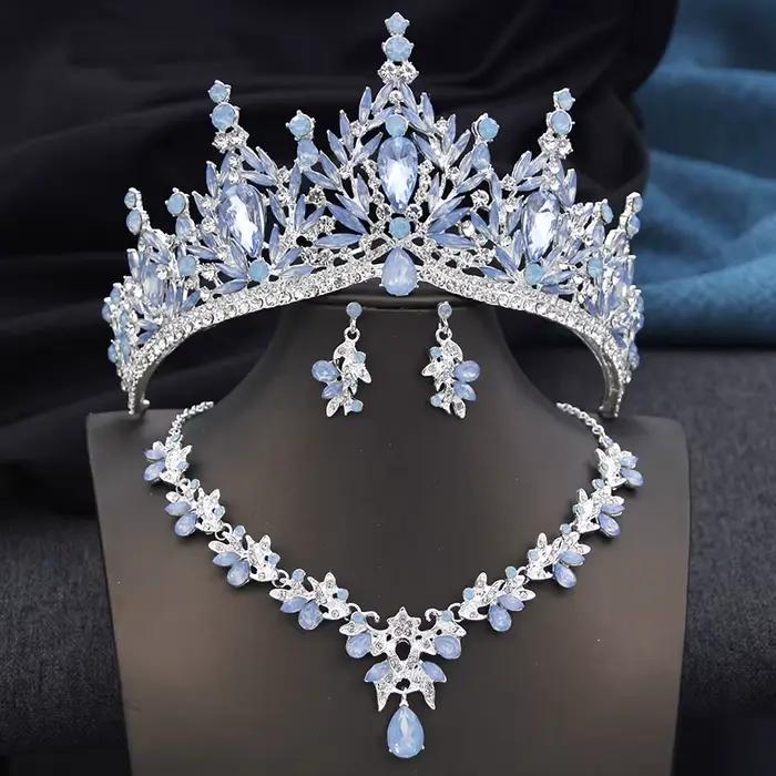 Diadèmes et couronnes de mariée avec ensemble collier et boucles d'oreilles pour femmes