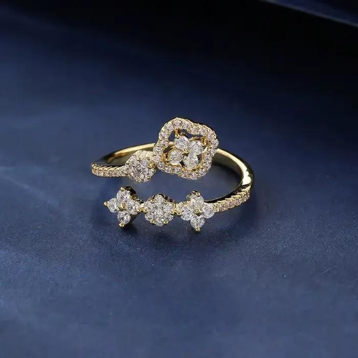 Lnkry – bague réglable en or 14 carats pour femmes, exquise, certifiée, ronde, en moissanite, en for