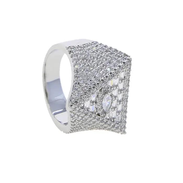 Bague maçonnique IlluminSauEye pour hommes, Iced Out Bling, 5A CZ Stone, Zcomprend on Prong Setting,