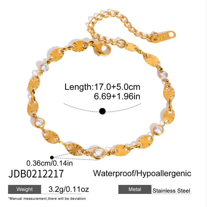 Bracelet chaîne et maillons en acier inoxydable finition or pour femme bijou de mode