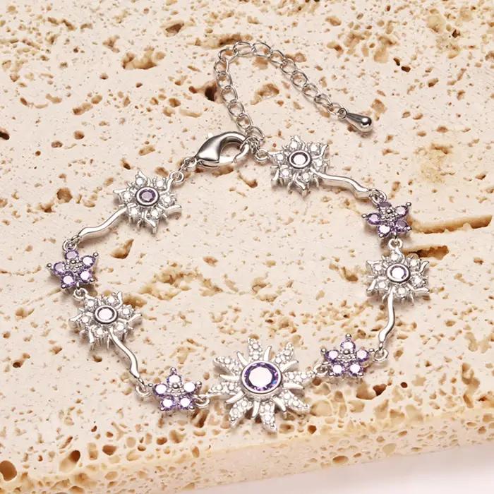 Bracelet Tournesol en zircone cubique floral pour femmes mode vacances et sorties