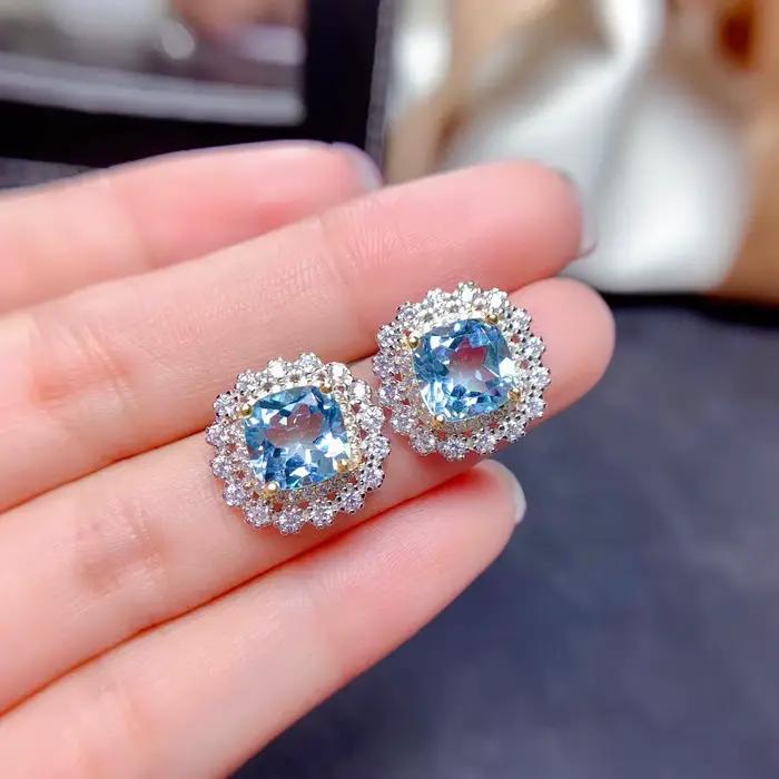 Ensemble de bijoux à breloques en cristal bleu pour femme, boucle d'oreille en pierre, collier, pendentif, bague, 7 couleurs, violet, argent, document